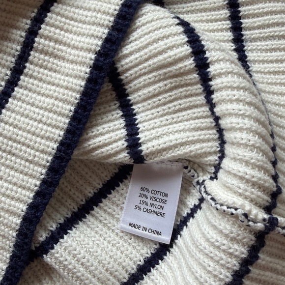 NEW / LA LIGNE Striped White & Navy Cotton Cashmere Sweater / XS - Picture 5 of 5
